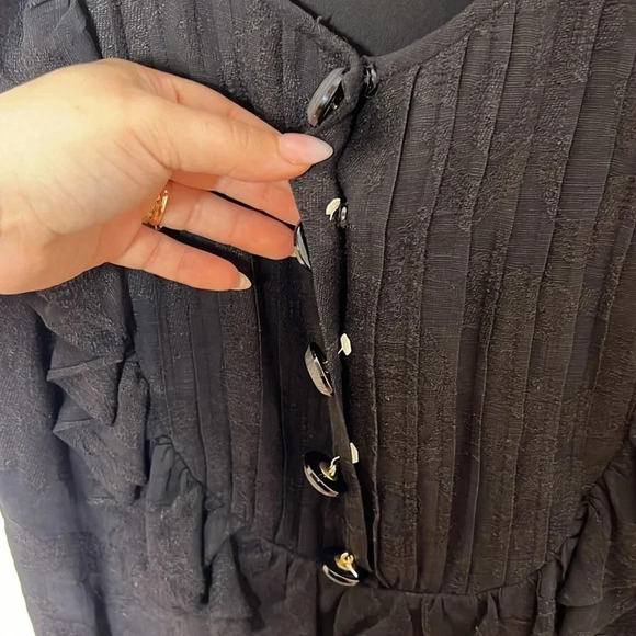 TIBI New York 100% Linen Floral Damask Ruffle Snap Button Sleeveless Dress - Picture 4 of 12